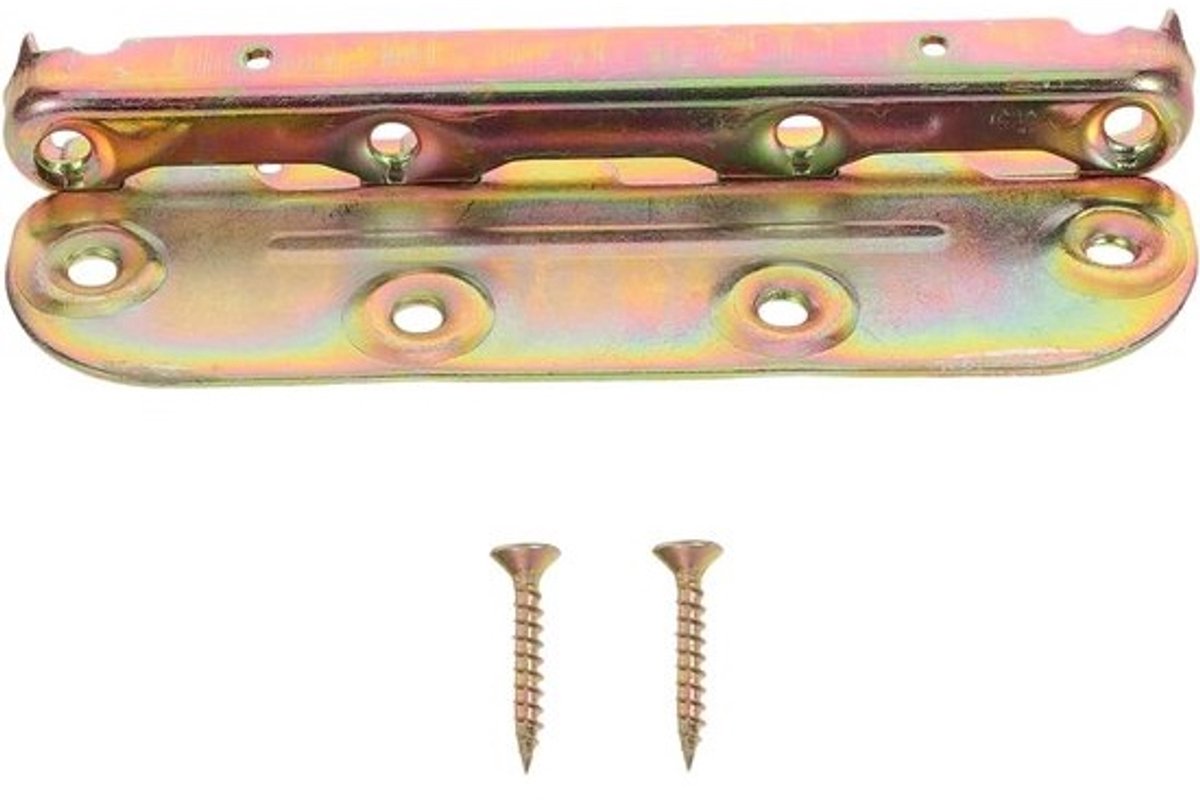 Bedhek Hardware Beugels - Hoofdbord Beugel - Bedmontage - Verbeterde Stabiliteit - 12.70X3.90X0.15CM - Goud