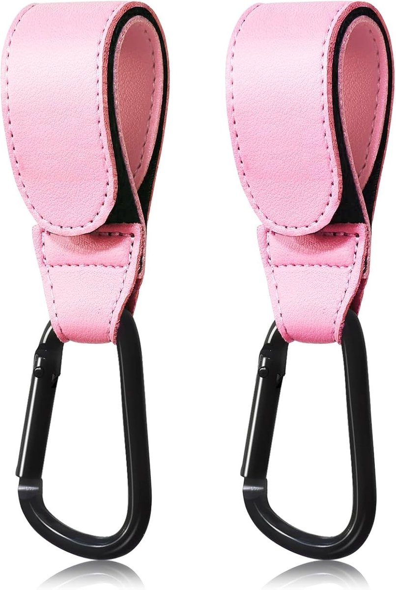 Verstelbare Pram Hooks voor Diaper Bags en Shopping Bags - Lichtgewicht en Hoge Belastbaarheid (Roze)