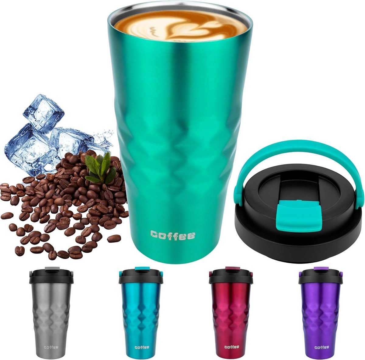 500ML Thermo Mug voor Koffie To Go - Groene Reismok met Deksel - Ideaal voor Warm en Koud Drankjes