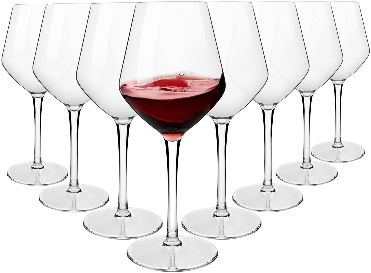 Set van 8 Drijvende Wijnglazen - 425 ml - Rood
