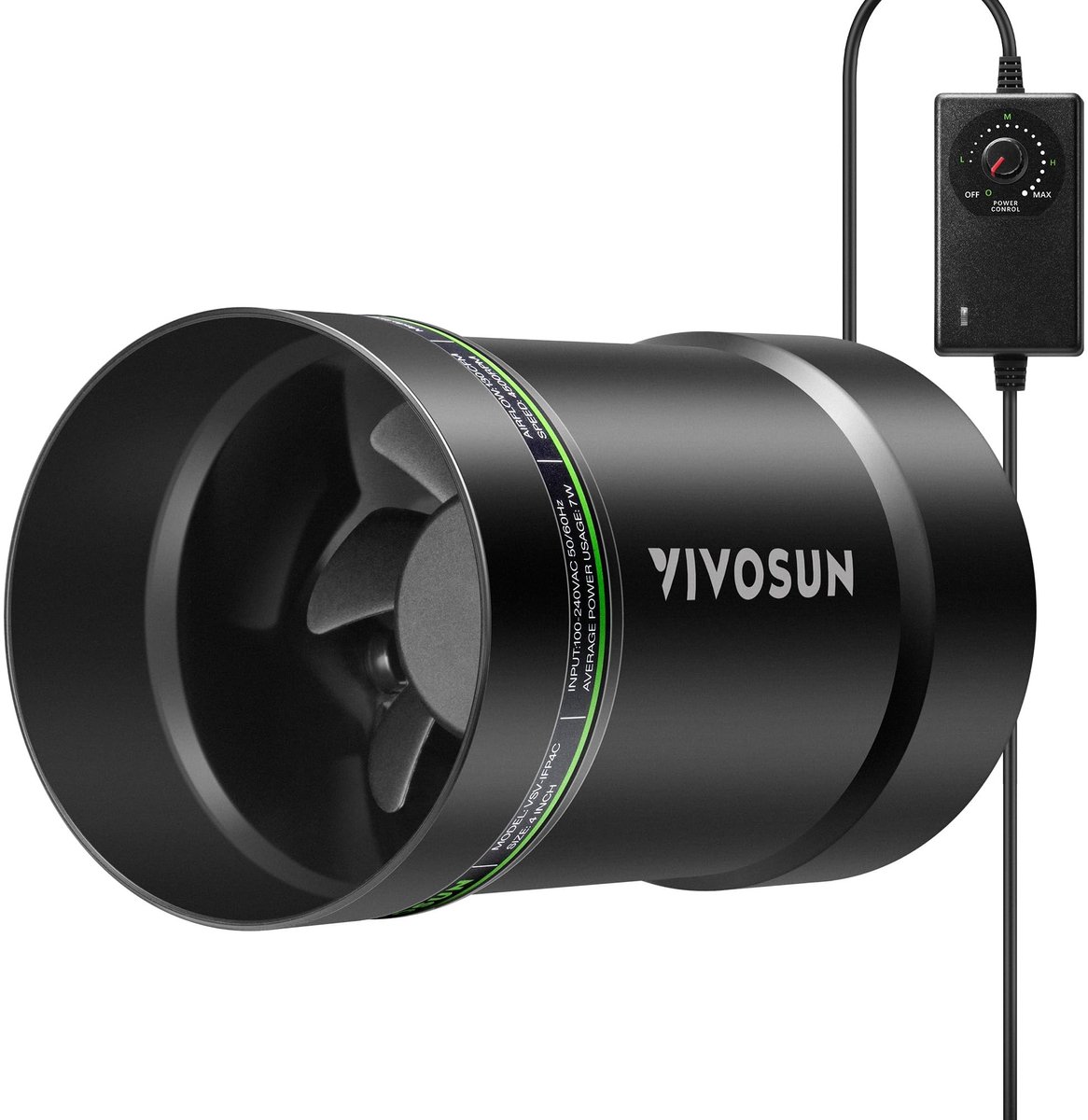 Inline Booster Duct Fan - Geluidsarm met Snelheidsregelaar - Zwart