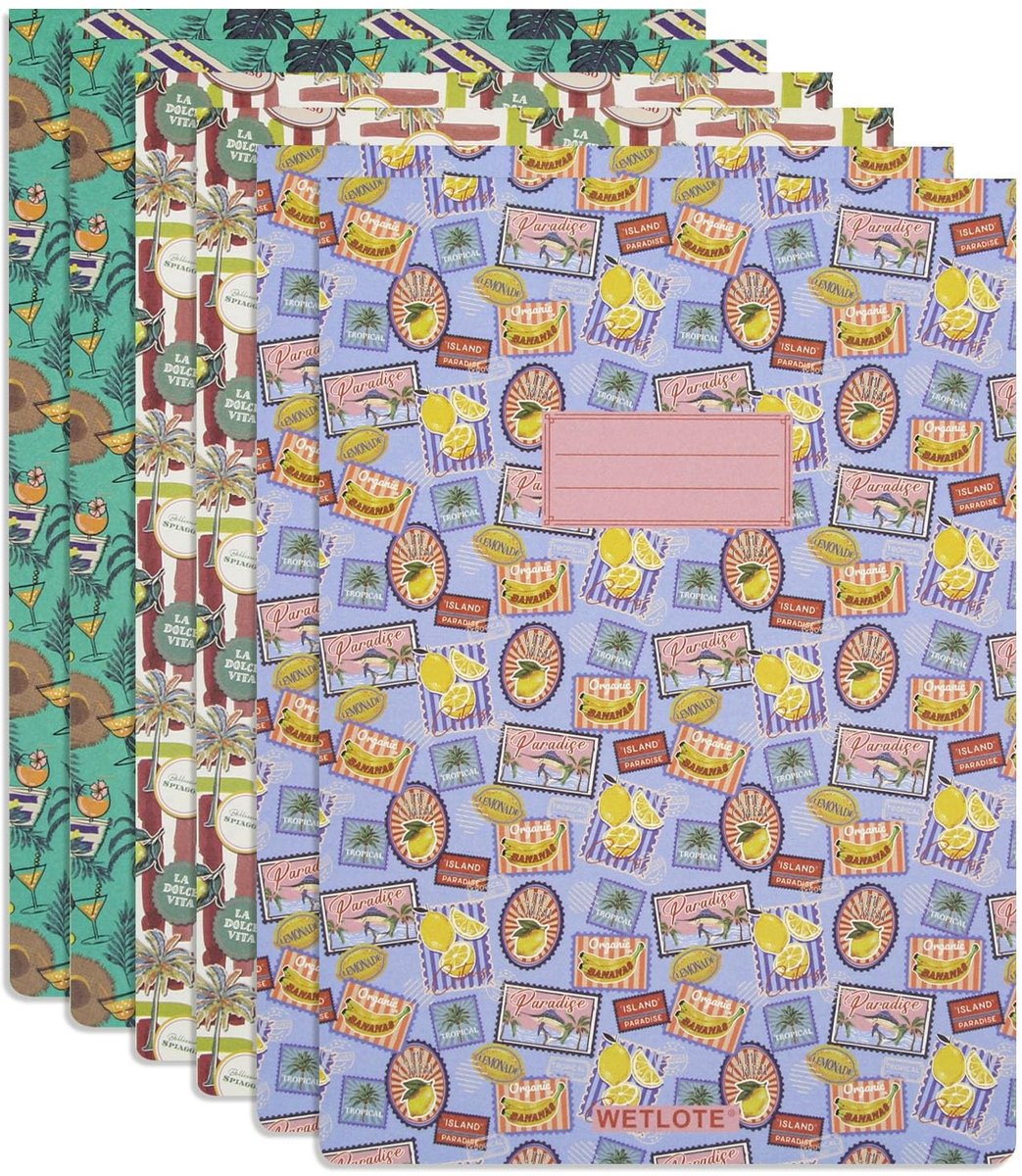 A4 Schrijfpads Set van 6 - Lijnend papier met zomerse ontwerpen