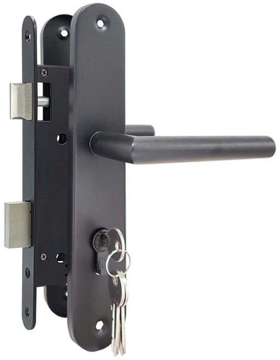 Mortise Lock Set voor Tuindeur - Inclusief Handgrepen en 3 Sleutels - Zwart