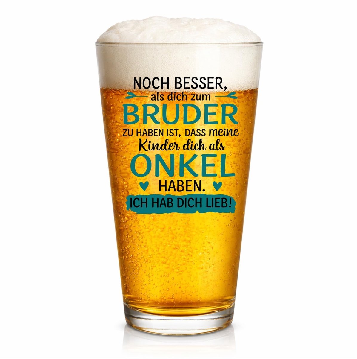 Bierglas met Emotionele Spreuk - 480 ml - Voor Broer en Oom
