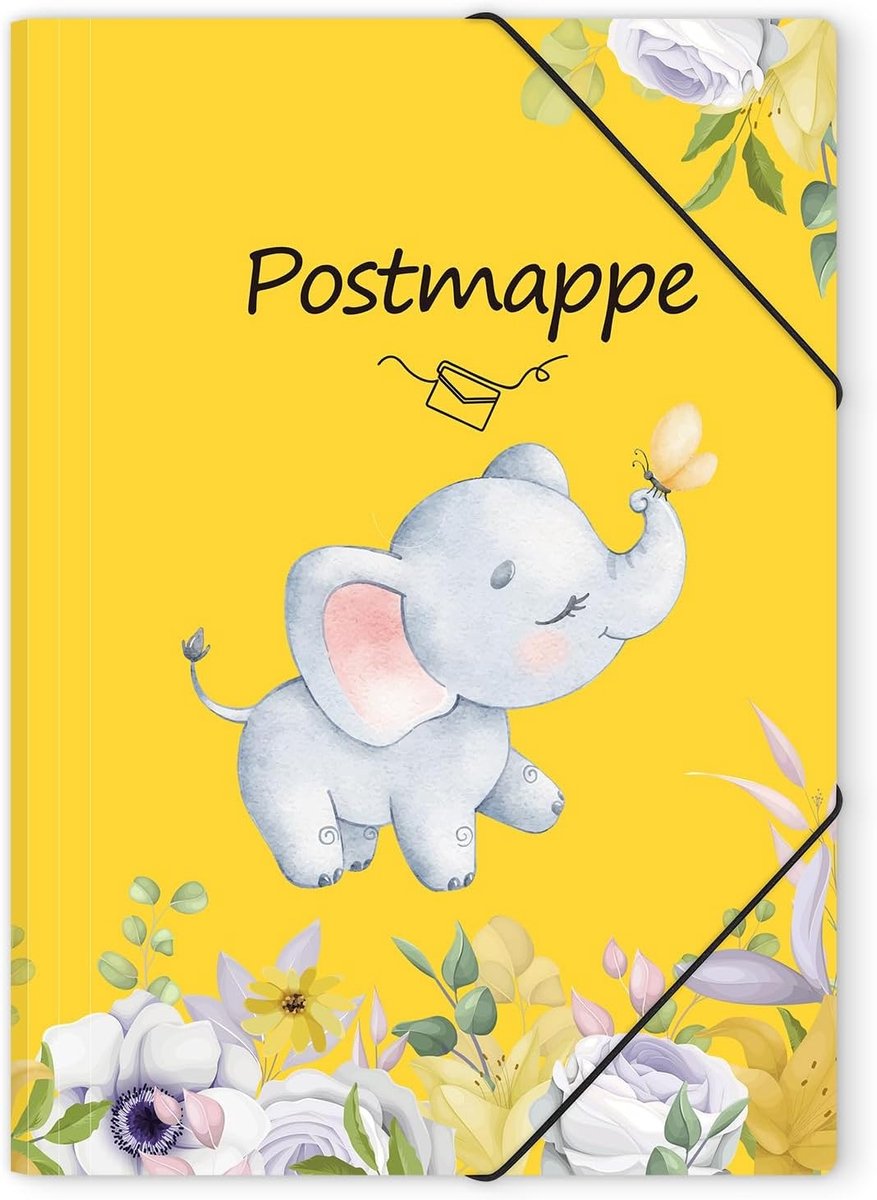 Geel postmap DIN A4 schoolmap met elastiek - 3-flap map, waterafstotend, ideaal voor kantoor en thuiswerk