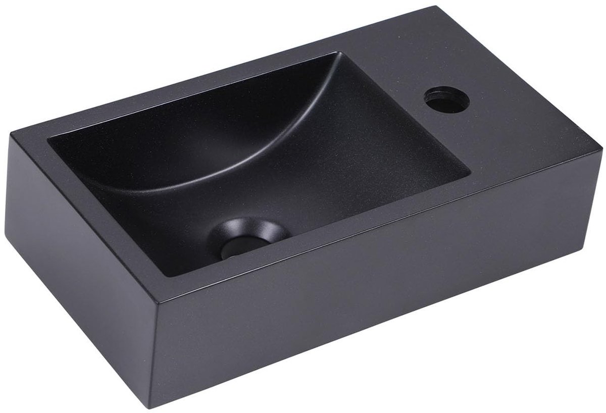 Kleine Gasten Toilet Wastafel - 40 x 22 cm - Zwart