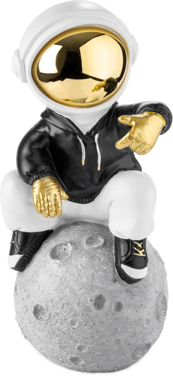 Decoratieve Astronaut - Handgeschilderd - Goud, Zwart en Wit