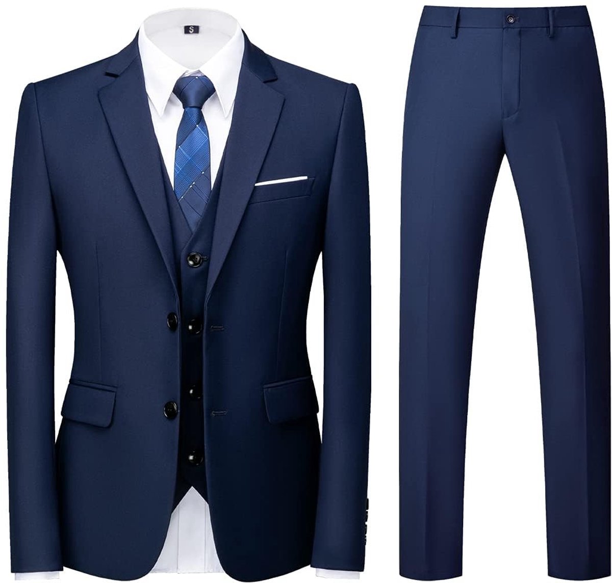 Heren Kostuum 3-delig - Blazer, Vest en Broek - Marineblauw