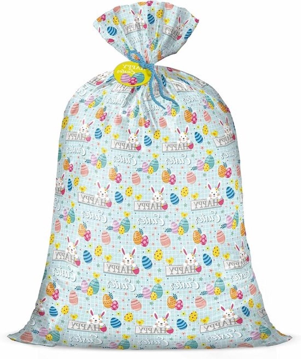 Grote Plastic Geschenkzak - Feestzak Cadeauzak - Geschenken Inpakken - Niet Doorschijnend - 142 cm - Paasprint