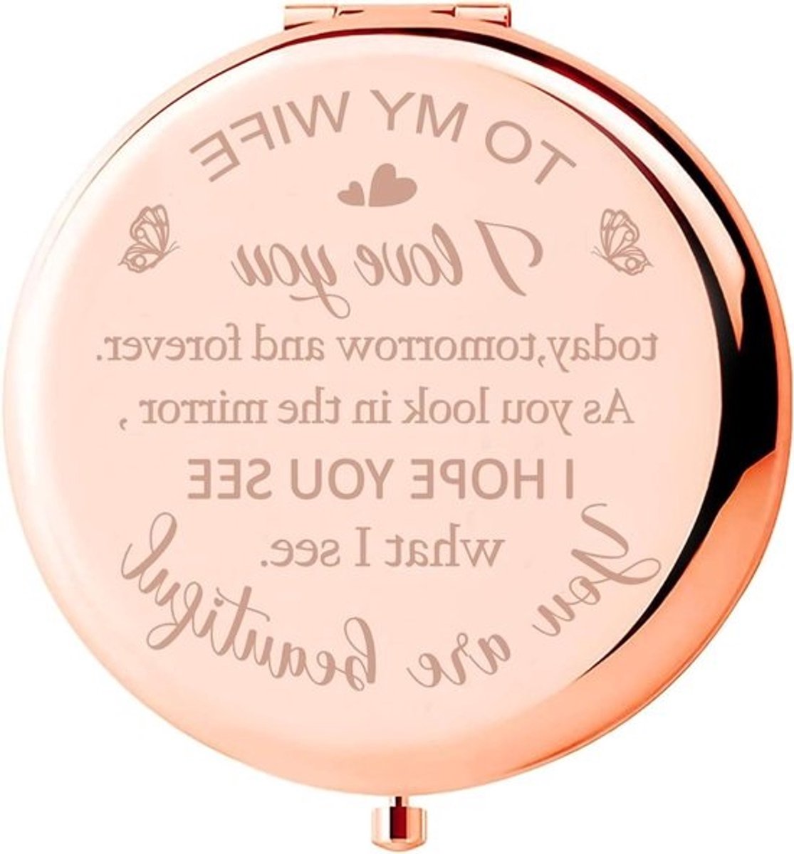 Compacte Spiegel - Make-up Spiegel - Dagelijks Gebruik - Dubbelzijdig - 6.5 cm Diameter - Roségoud