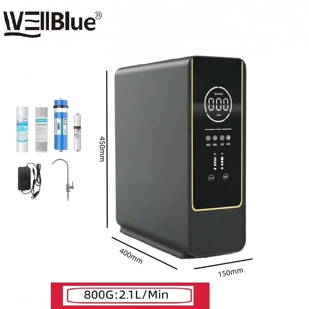 NextNovaDeals Omgekeerde Osmose Waterfilter - 800G - Keukenwaterzuiveraar - Verlaagde TDS - 2:1 Afvoerverhouding - Hoge Doorstroming