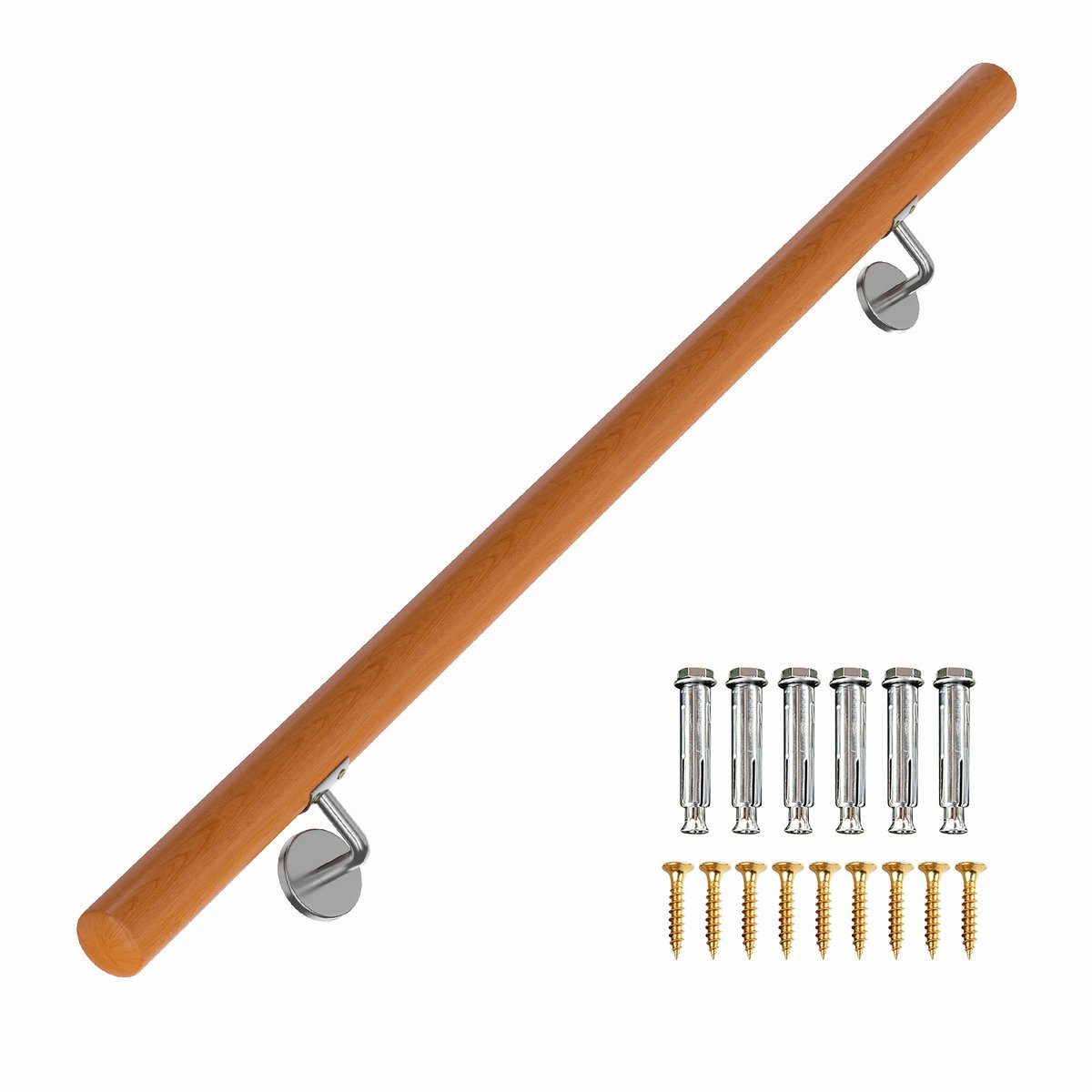 SureDeal® - Woondecoratie - Houten leuning Trapleuning - Wandbevestiging - 4x4x80 cm - Oranje