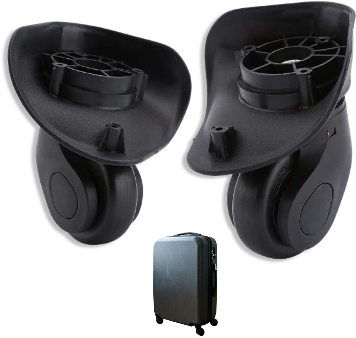 Vervangingswielen voor Koffers - 2 Stuks Rubber Caster Set voor Stil en Efficiënt Reizen met Koffers