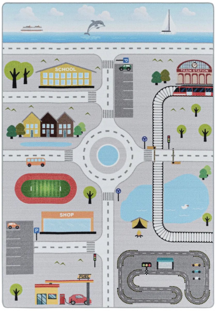 Dutch XXL Speelkleed | Play | Speelstraat | Grijs | 160x230 cm