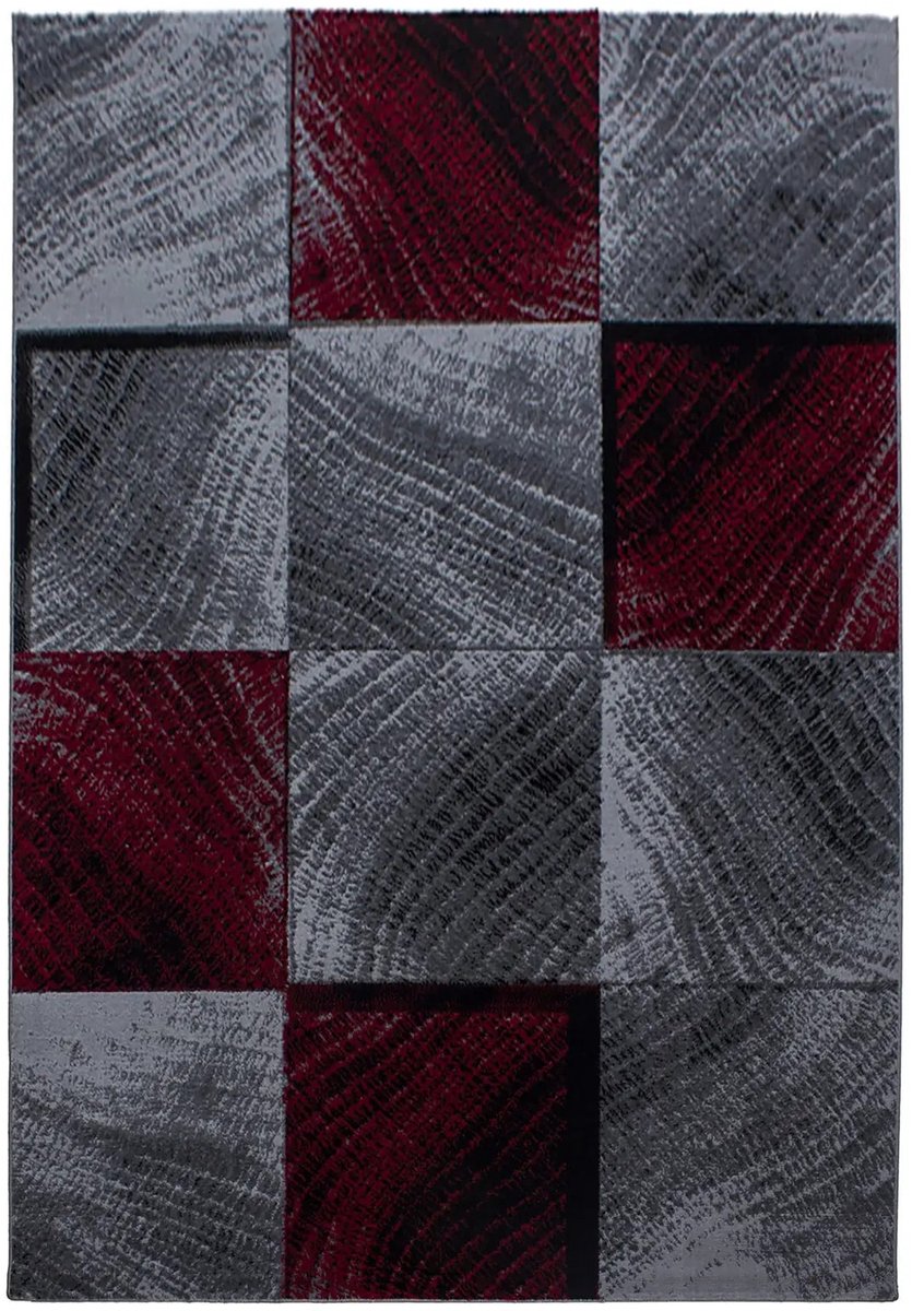 Dutch XXL Retro Vloerkleed | Tapijt | Plus | Blokken | Rood | 240x340 cm