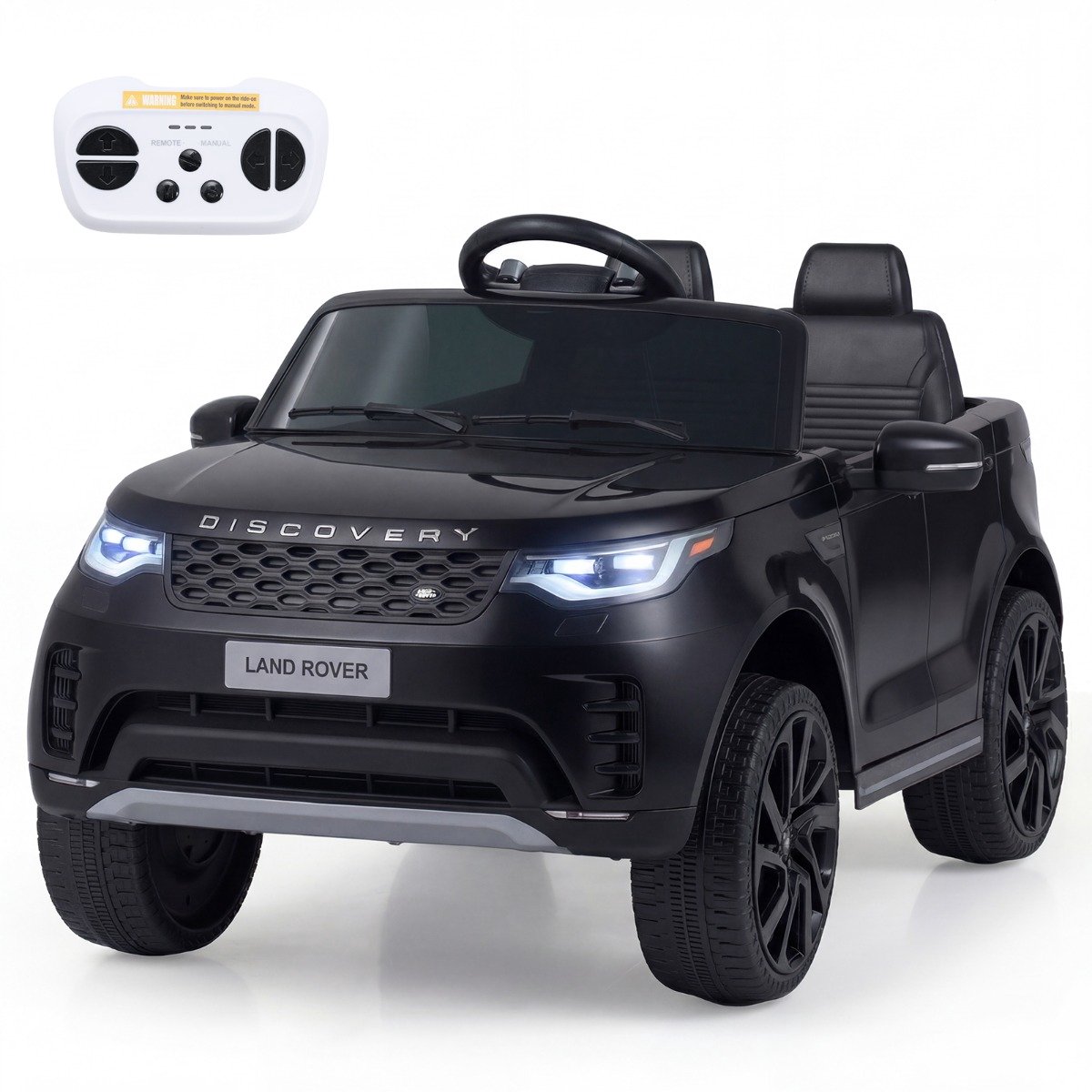 SureDeal® - Rijdend speelgoed - Land Rover Discovery - Officiële Licentie Elektrische - Vering - Led koplampen - 106x68x56 cm - Donkerbruin