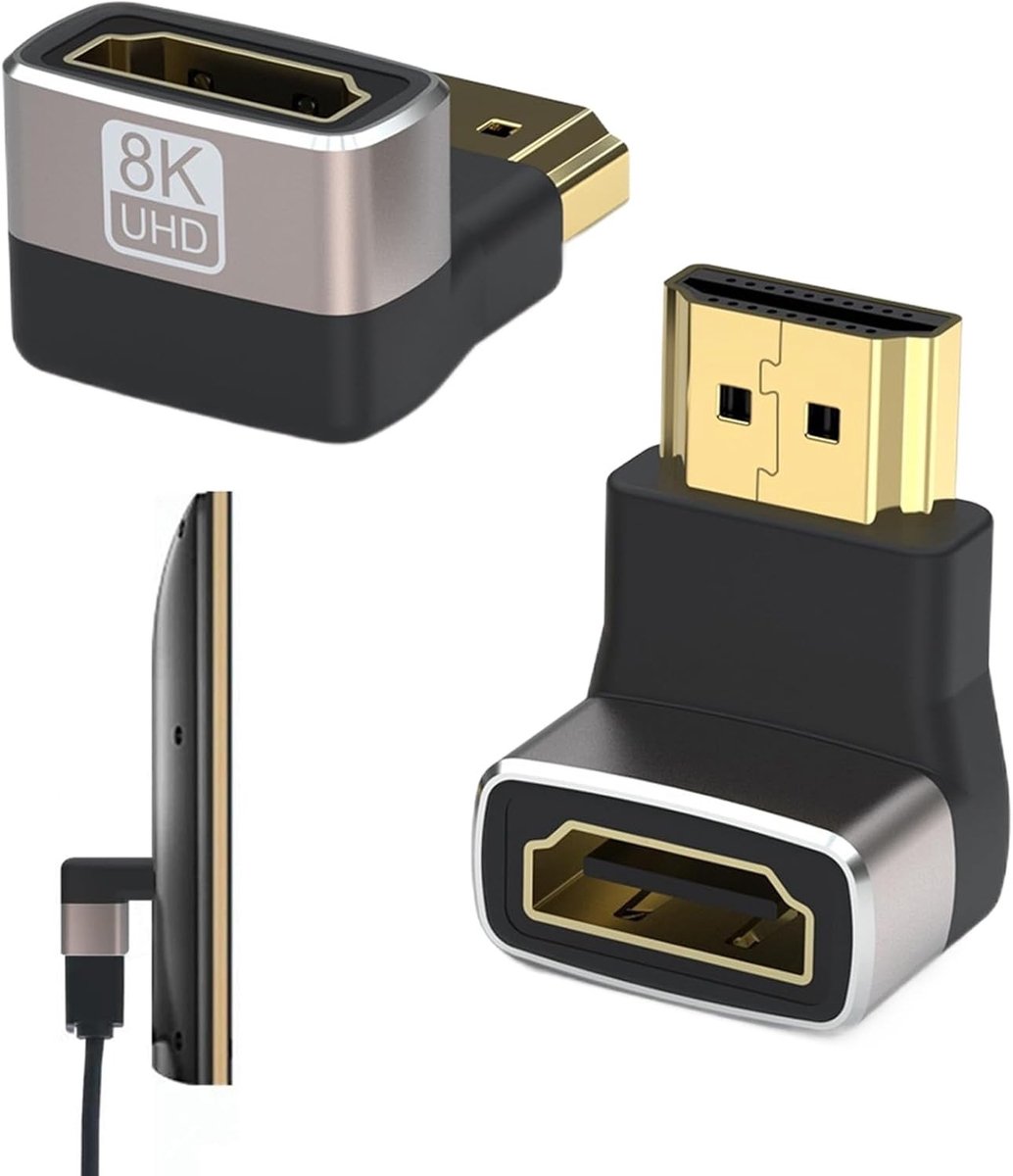 HDMI Hoekadapter 90 Graden - 4 Stuks Ultra HD 8K@60Hz 4K@120Hz 48Gbps voor Laptop, PC en TV