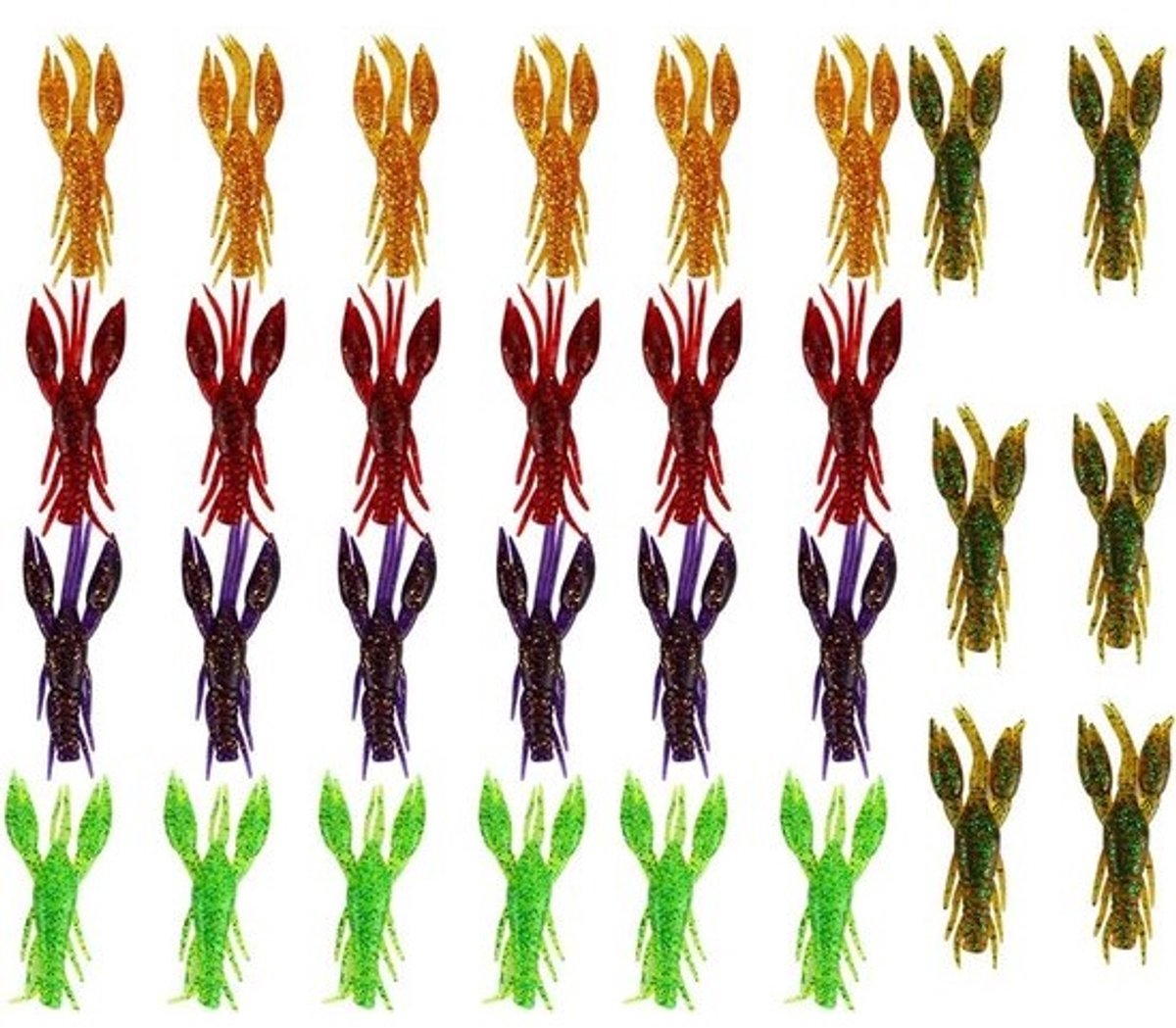 Visserij Lure Kit - Kunstmatige Crawfish Lokken - Vis Vangen - Onkruid Ontwerp - 30 Stuks 7.5cm - Meerkleurig