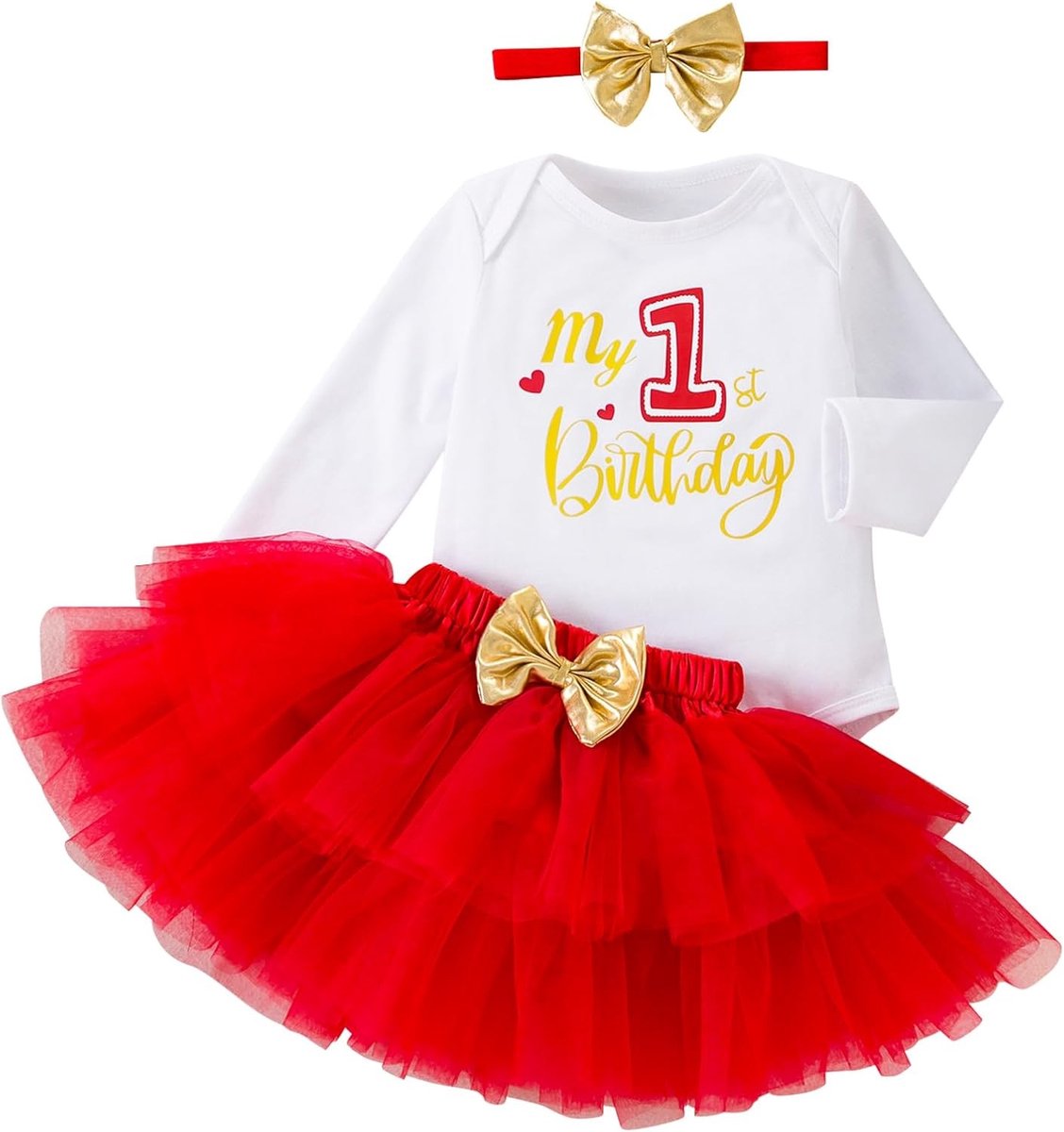Tutu Rok Set met Lange Mouwen voor Verjaardagsfeestje - Perfect voor 1e Verjaardag, Feestkleding en Kindermode