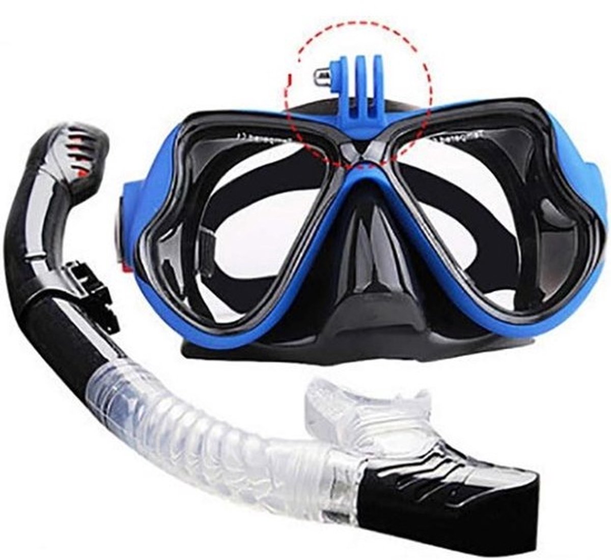 Snorkel Set - Duikmasker Snorkel - Watersport Ontdekken - Droog Drijvend Klepontwerp - 17 cm breed - blauw