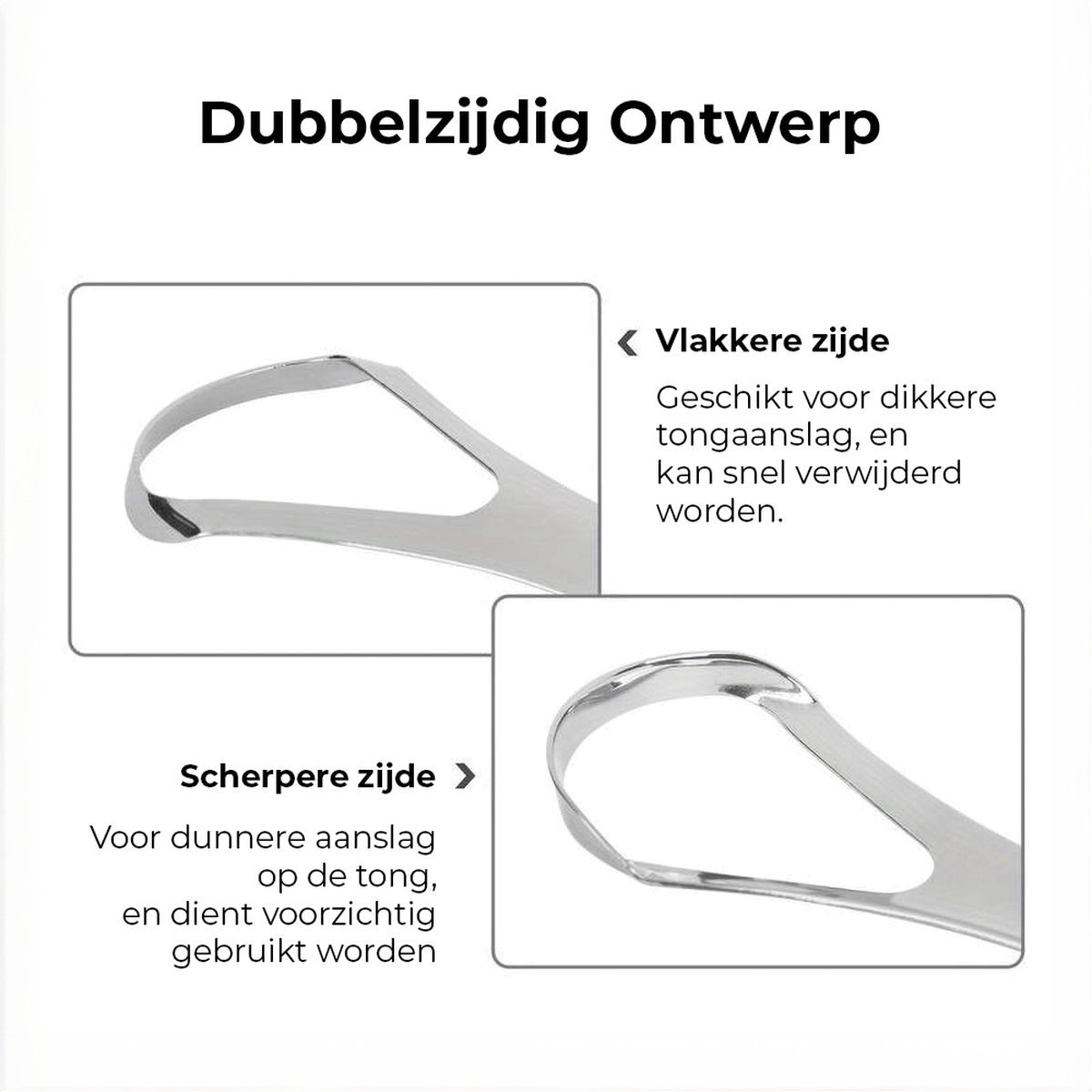 2x RVS Tongschraper - Zilver en Brons/Roségoud - Duo-set - Dubbelzijdig - Frisse Adem - Roestvrij Staal