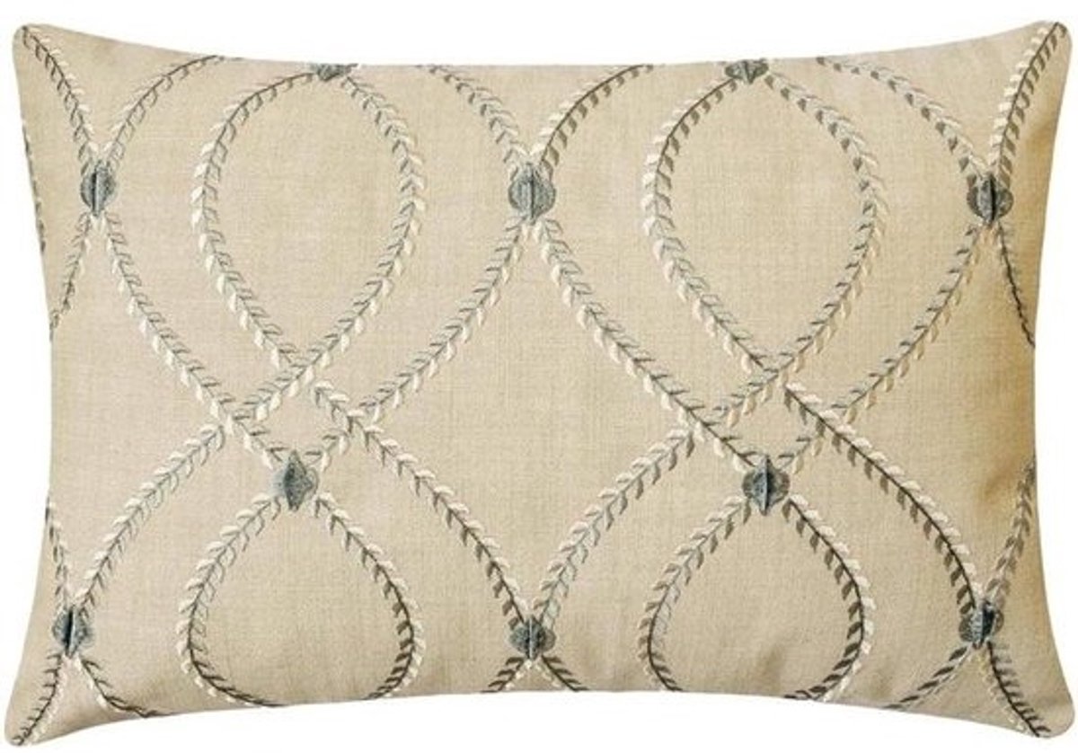 Decoratieve Kussenhoezen - Linnen Kussensloop - Woonkamer Decoratie - Abstract Borduurwerk - 30 x 45 cm - Beige