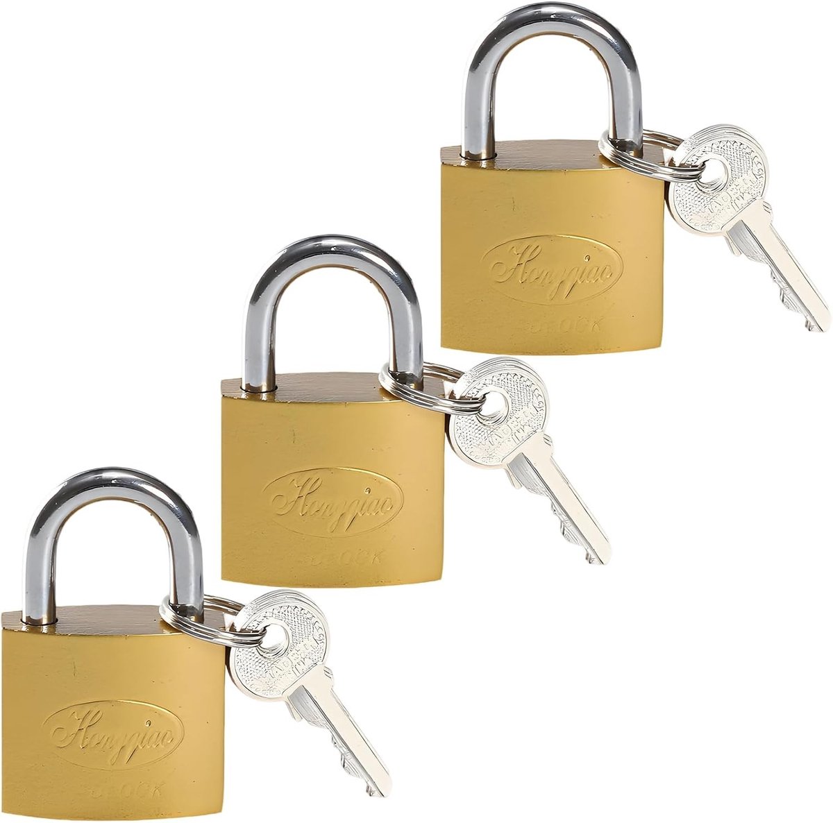 Set van 3 robuuste 32 mm hangsloten met 9 sleutels voor kluisjes, kelders en gymzalen, weerbestendig en geschikt voor binnen- en buitentoepassingen