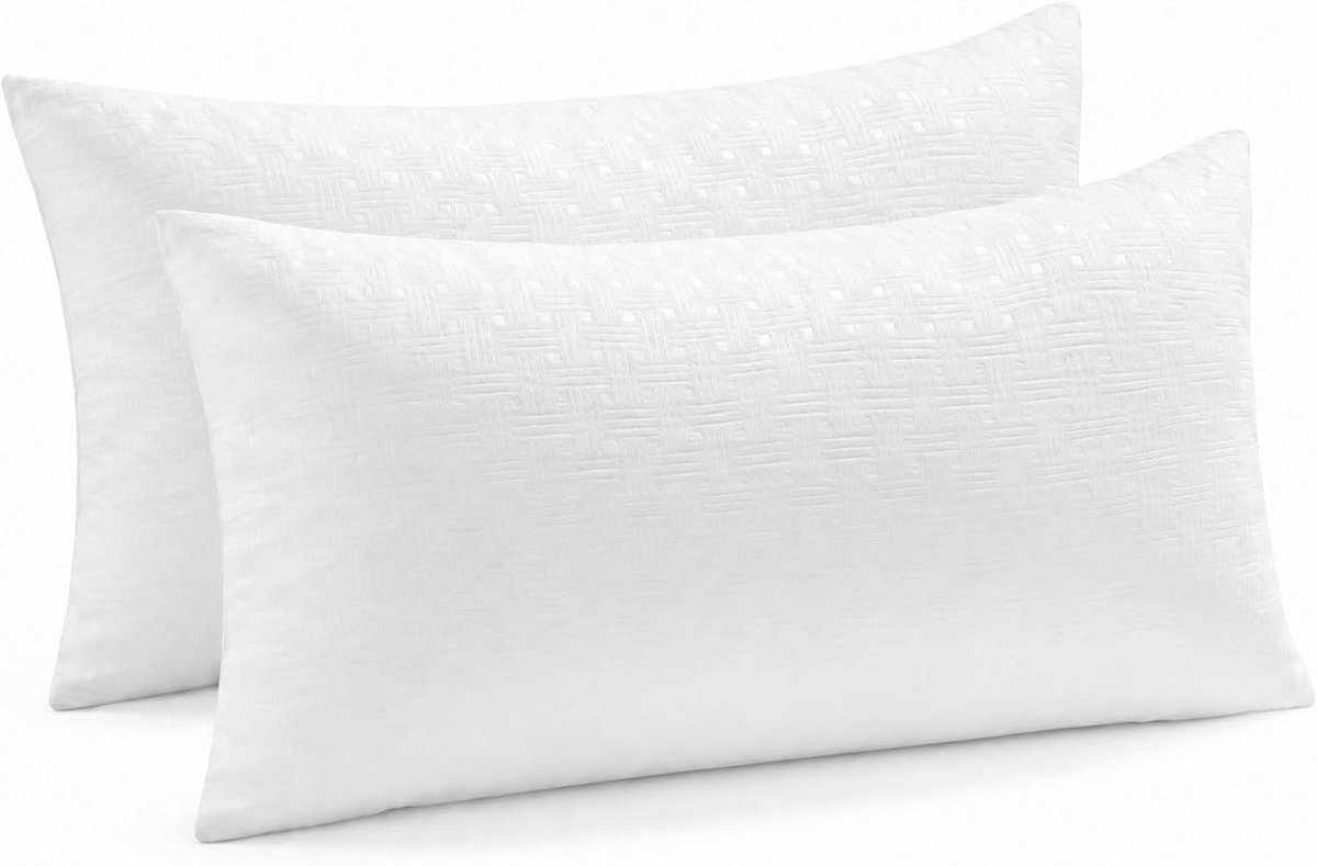 Set van 2 Kussens 40x80cm Wit Microfiber Geëmbossed Zacht en Comfortabel voor Woonkamer en Slaapkamer