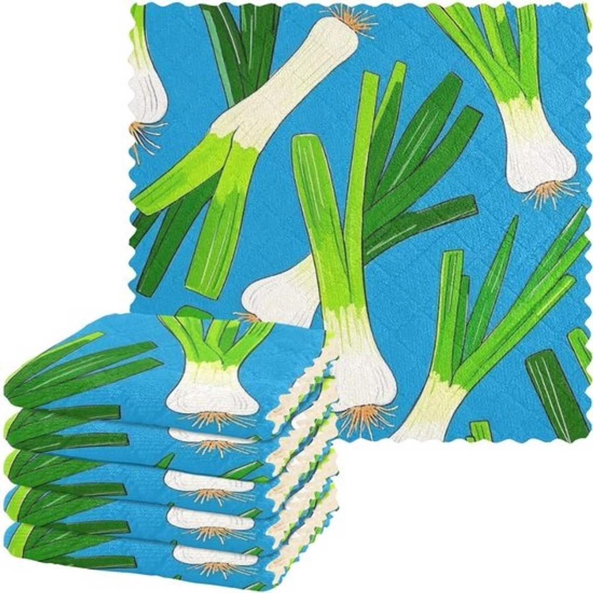 Keukendoeken Set - Theedoeken Vaatdoeken - Keuken Schoonmaken - Hoge Absorptie - 28 x 28 cm - Groen Blauw