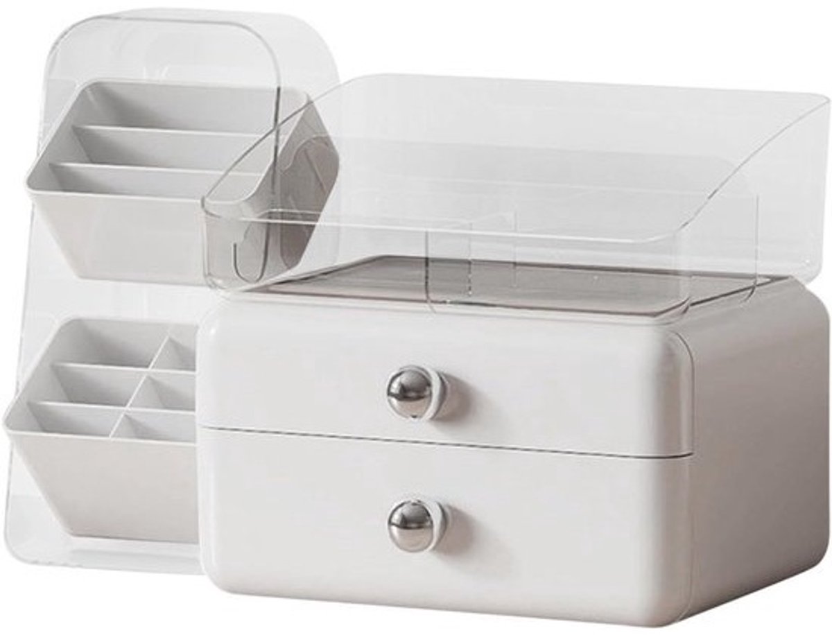 Make-up Organizer - Cosmetica Opbergbox - Snel Toegang - Anti-slip Onderkant - 188x248x188 cm - Wit