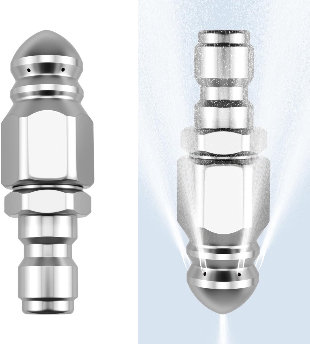 2 Stuks Hogedruk Riool Jetter Nozzle - Roestvrij Staal