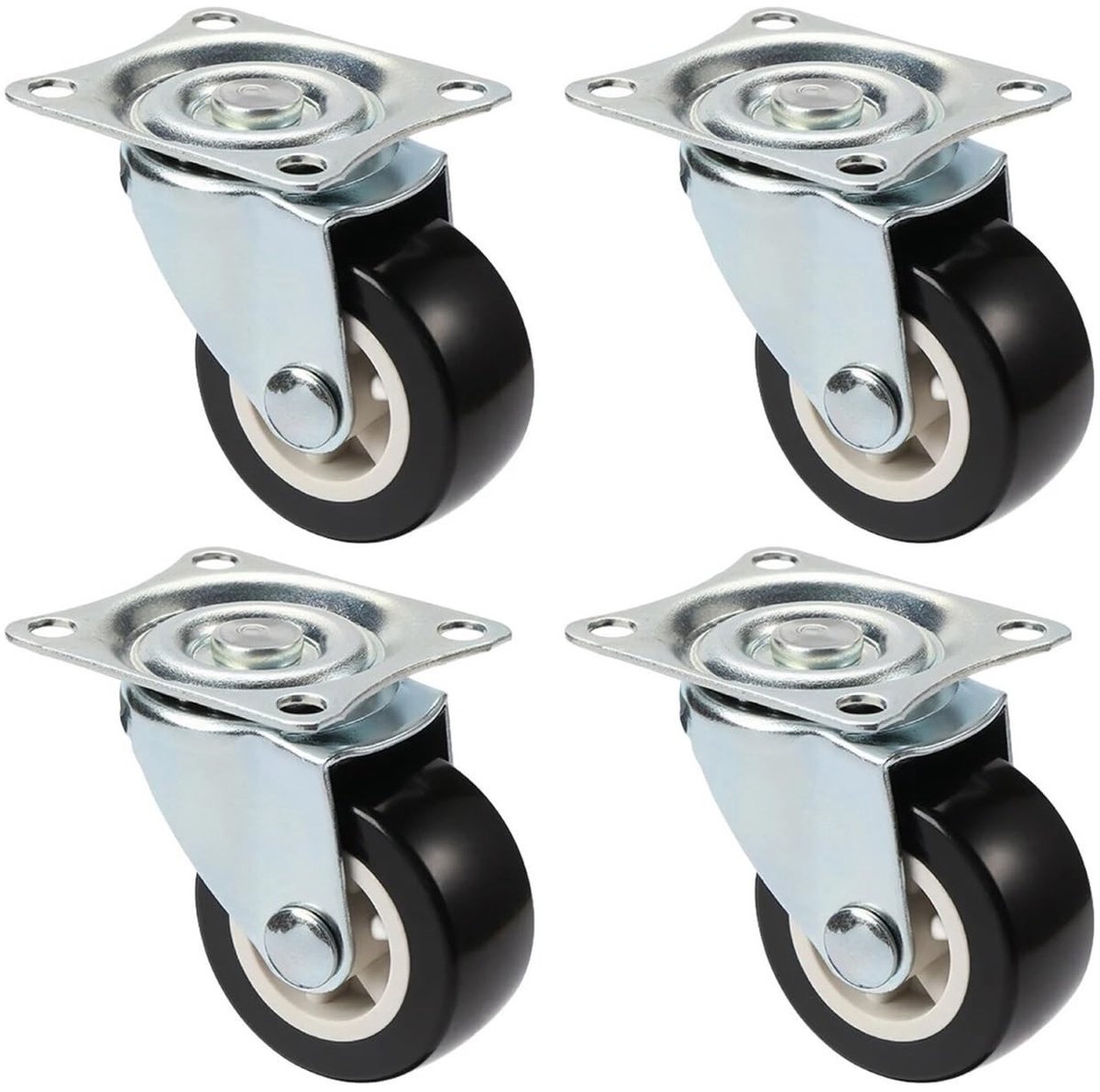 4 Stuks Slijtvaste PVC Zwenkwielen - Stil en duurzaam