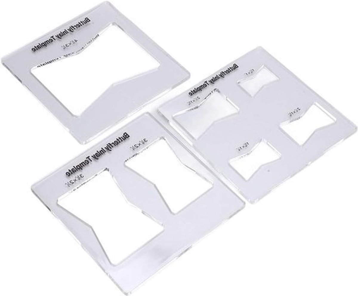 Decoratieve Sjabloon Set voor Houtbewerking - Vlinder Inlay Patroon 3 Stuks - Houten Meubels Restauratie