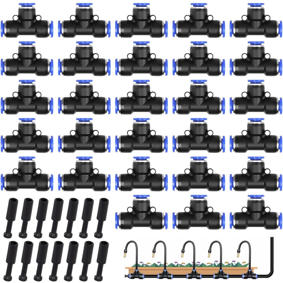 Pneumatische Aansluitset - 42 Stuks - 8mm T-Type Connectoren