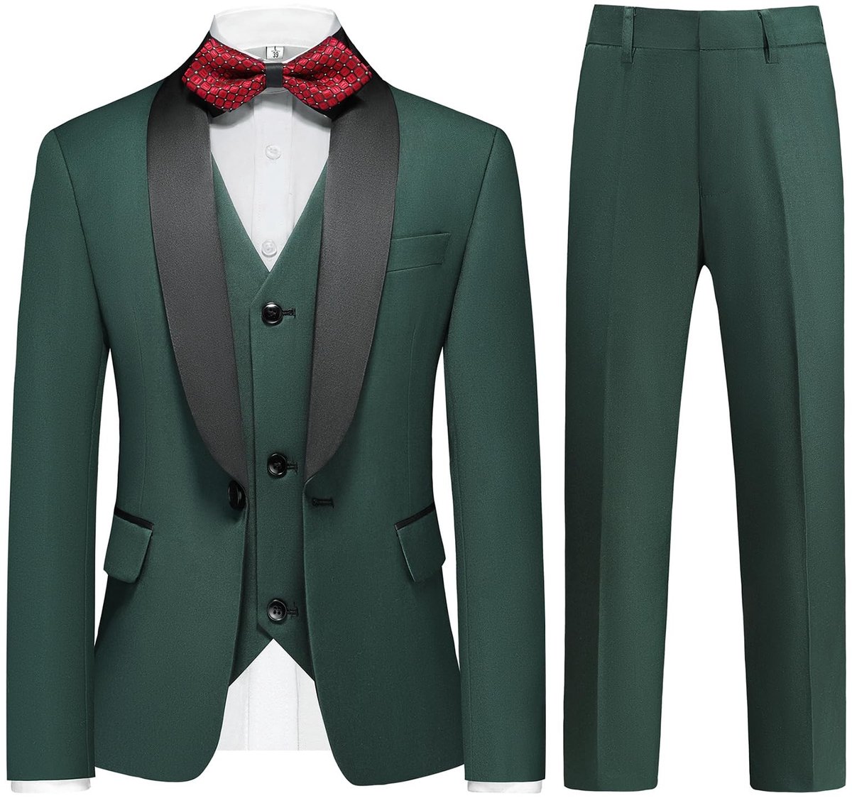 Jongens Pak 3-delig - Slim Fit - Army Green