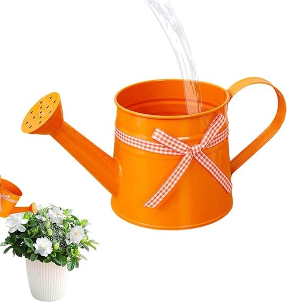 Mini Gieter - Huishoudgieter Plantenbak - Planten Water Geven - Roestvrije Metalen Constructie - 1L 13x13x13 cm - Oranje
