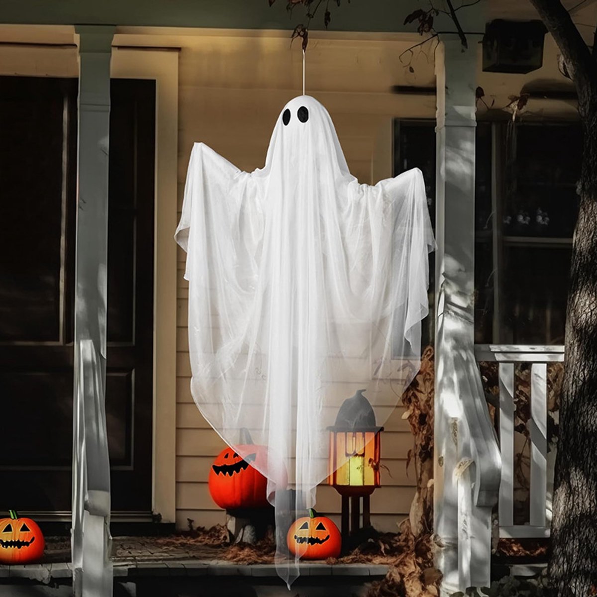 Hangende Halloween Geest - 120cm Witte Geesten - Hangdecoratie - voor Voortuin, Terras, Gazon, Tuin en Feestjes - voor Binnen en Buiten