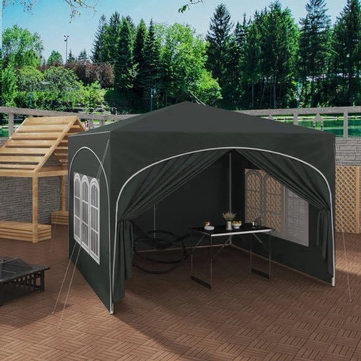 Partytent - Tent - Easy Up Partytent - Tuinpaviljoen - Pop-Up Party Tent - 3x3m - met 4 Zijwanden - Partytenten - Waterafstotende en UV-beschermde - Inklapbare – Opvouwbare - Hoogte Verstelbaar - Blauw