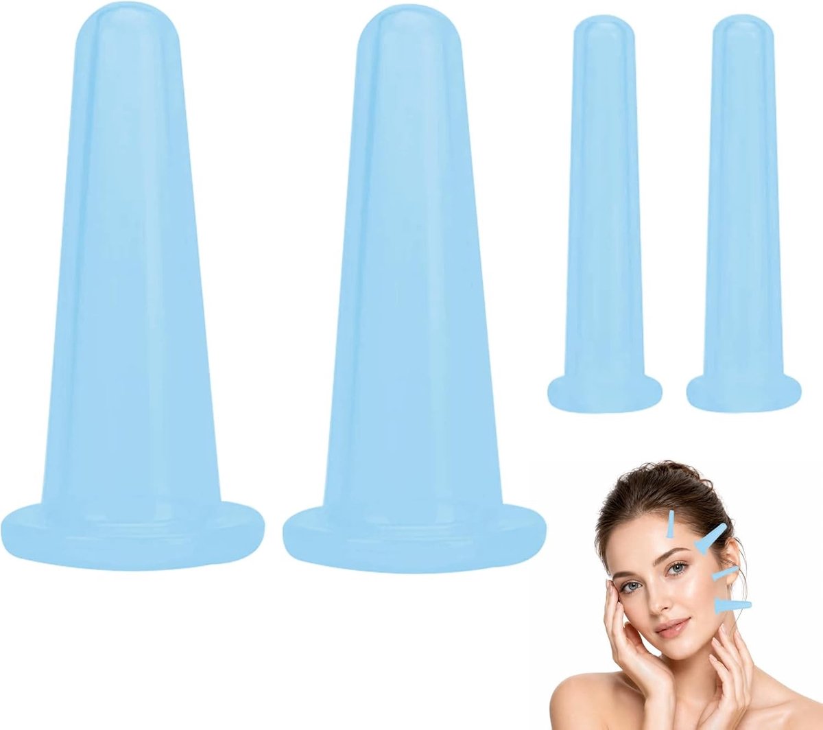 4 Stuks Gezichtsbekers van Silicoon, Suction Cups voor Gezichtsmassage, Therapie voor Spierontspanning en Verbeterde Bloedcirculatie