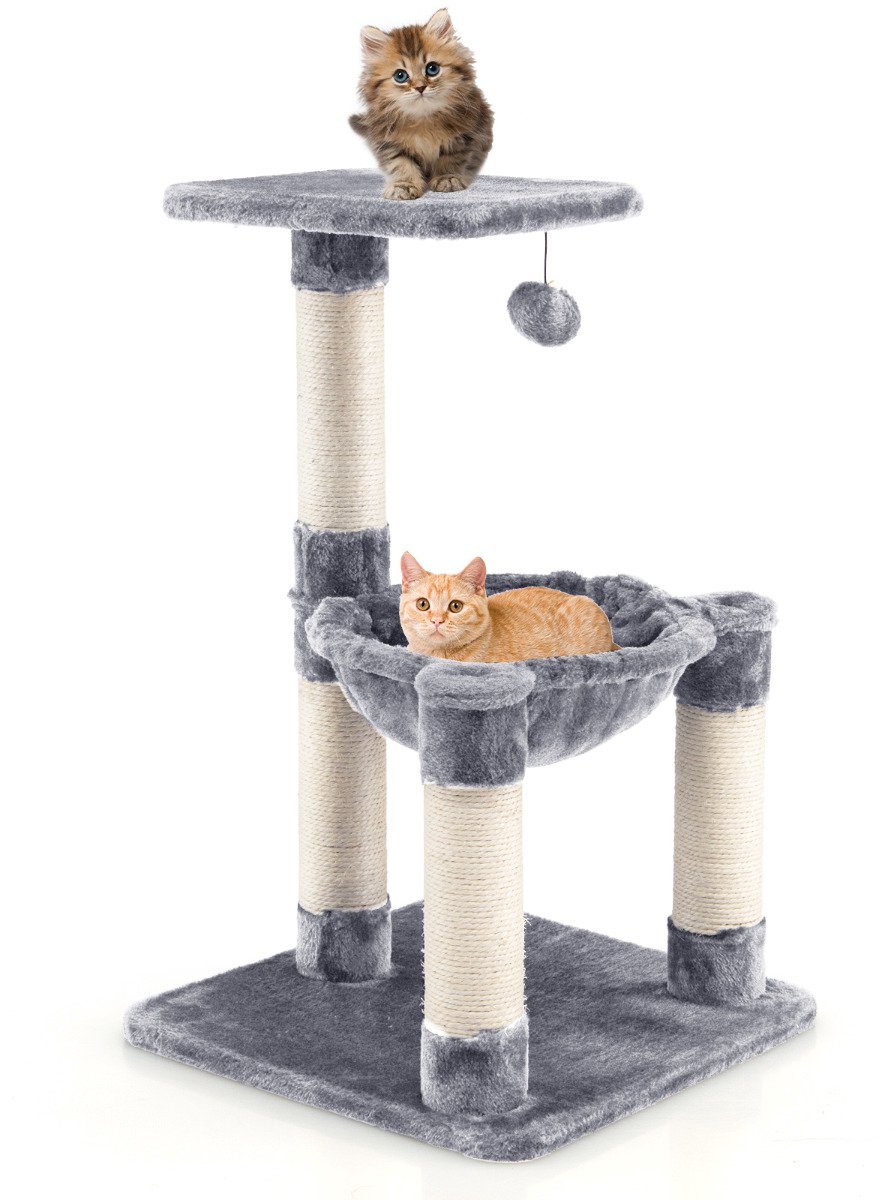 SureDeal® - Krabpaal - Multi level Kattenboom - Knusse Hangmat Grijs - 40x40x64 cm - Grijs