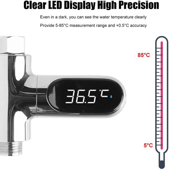 Smartflow™ Zelf aangedreven Badthermometer & Douchetimer (8-85℃) - Waterbesparende Douche Klok - Thermostaatkraan - Thermostaat - Temperatuurmeter - Timer - Douchethermostaat - Zandloper van Smart+ — afbeelding 3