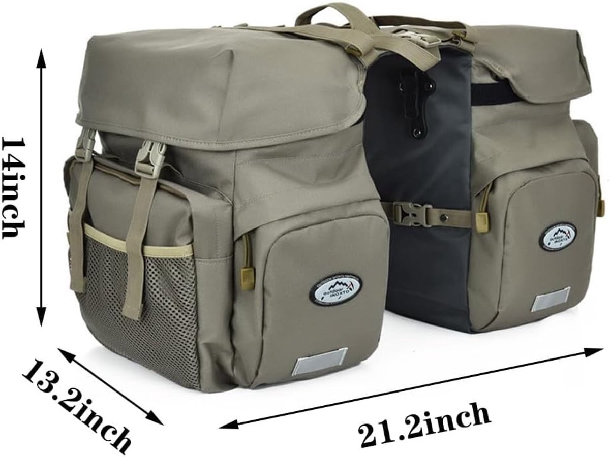 Fietstassen dubbel - Militair Groen - Maat 40 - 600D Polyester - Waterdichte Fietstas voor Dagelijks Gebruik