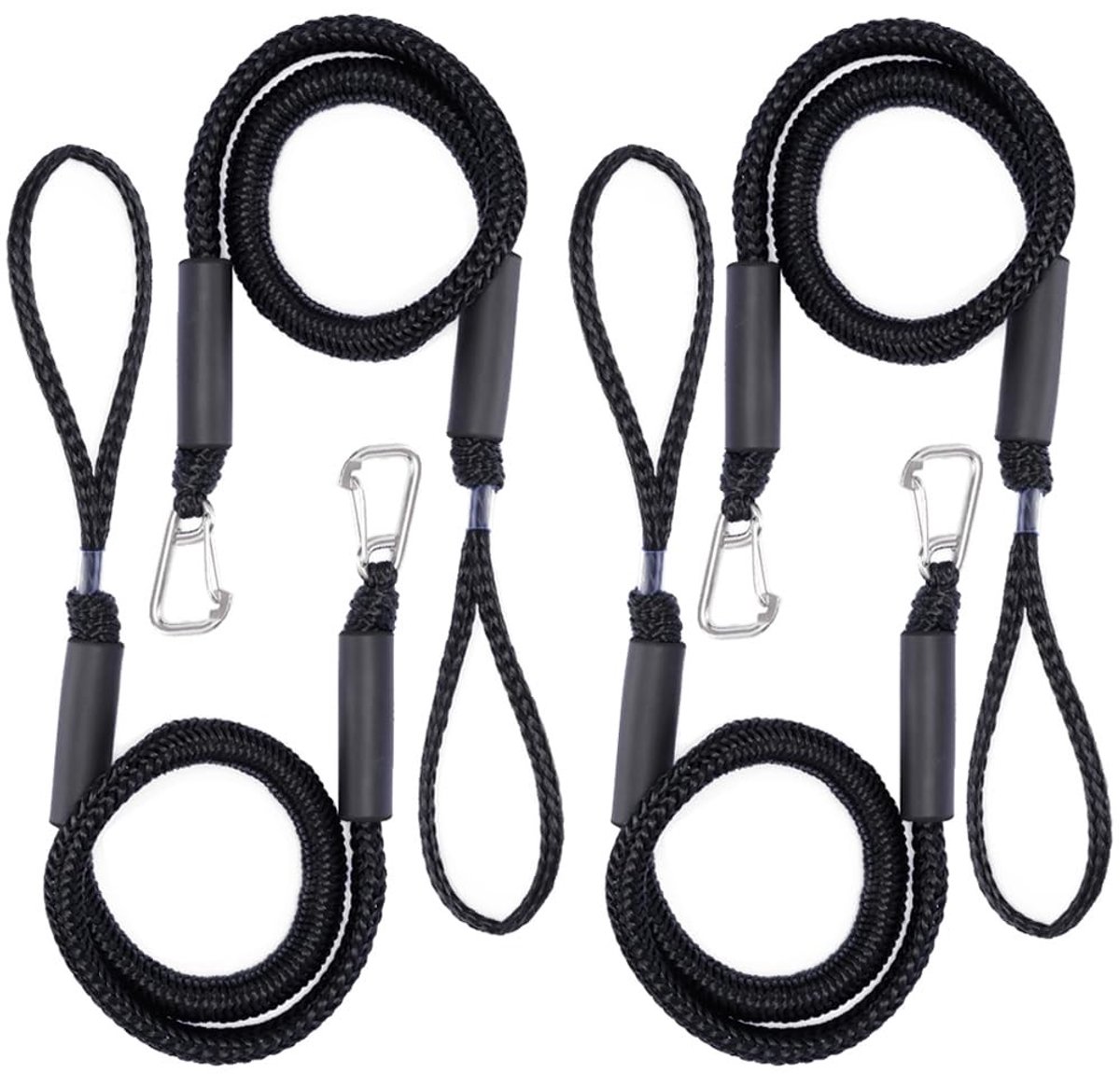 Bungee Docklijn - Set van 4 - Voor bootaccessoires - Zwart