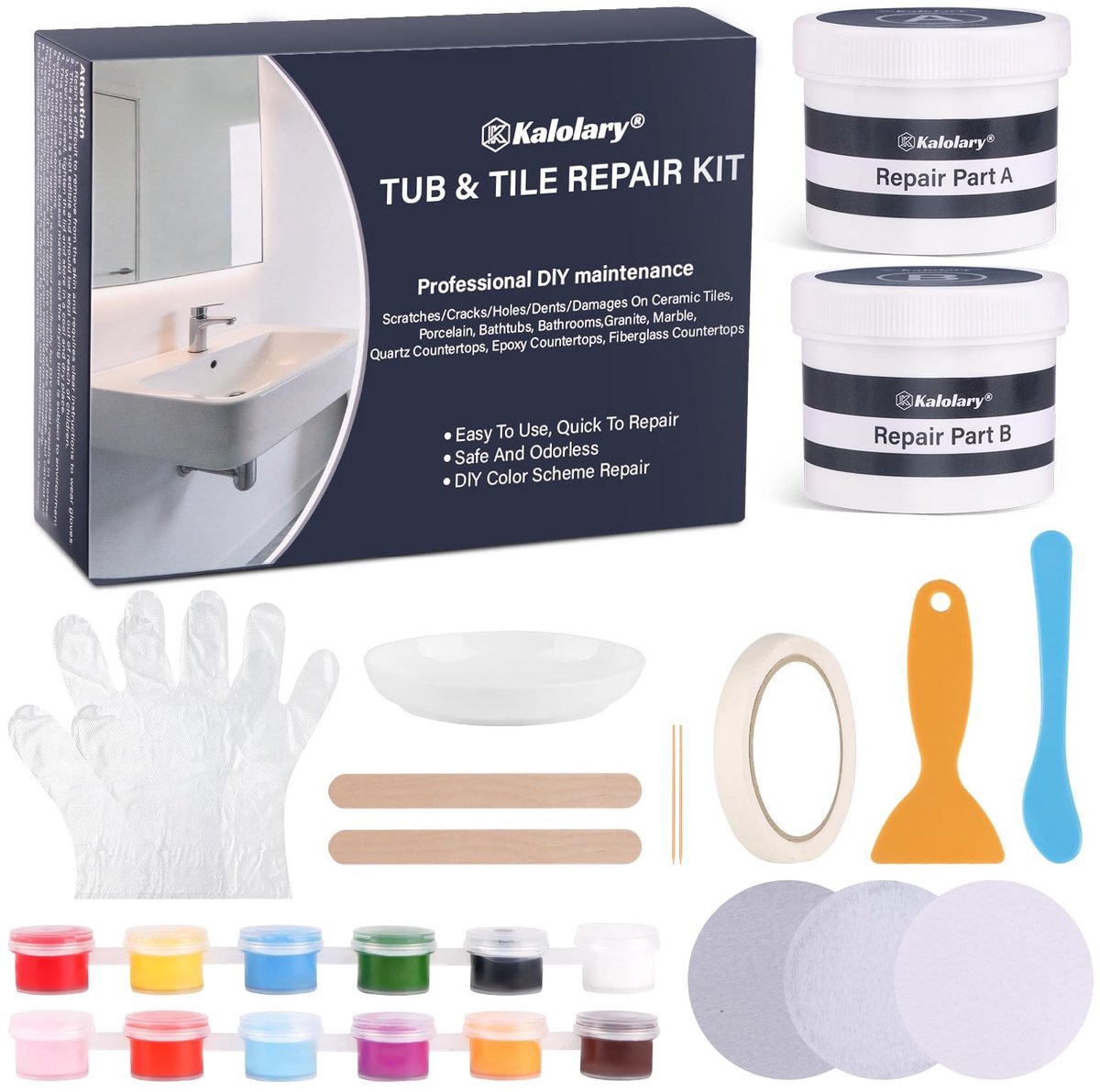 Bad Reparatie Kit - 12 Pigmenten voor Kranen en Krassen
