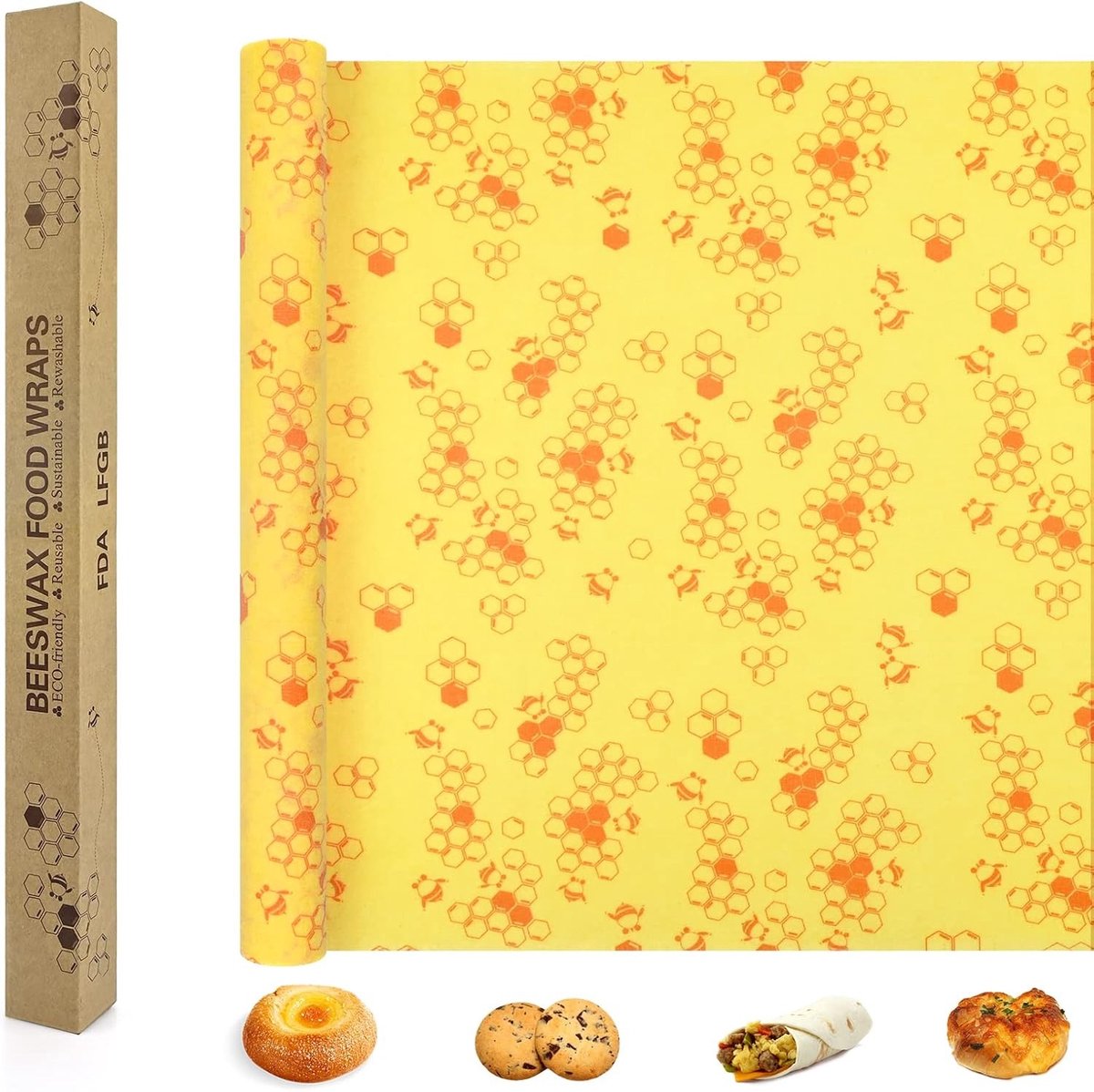 Natuurlijke Biodegradeerbare Waspapier 35 x 100 cm | Herbruikbaar en Flexibel Voor Voedselopslag en Duurzaam Koken