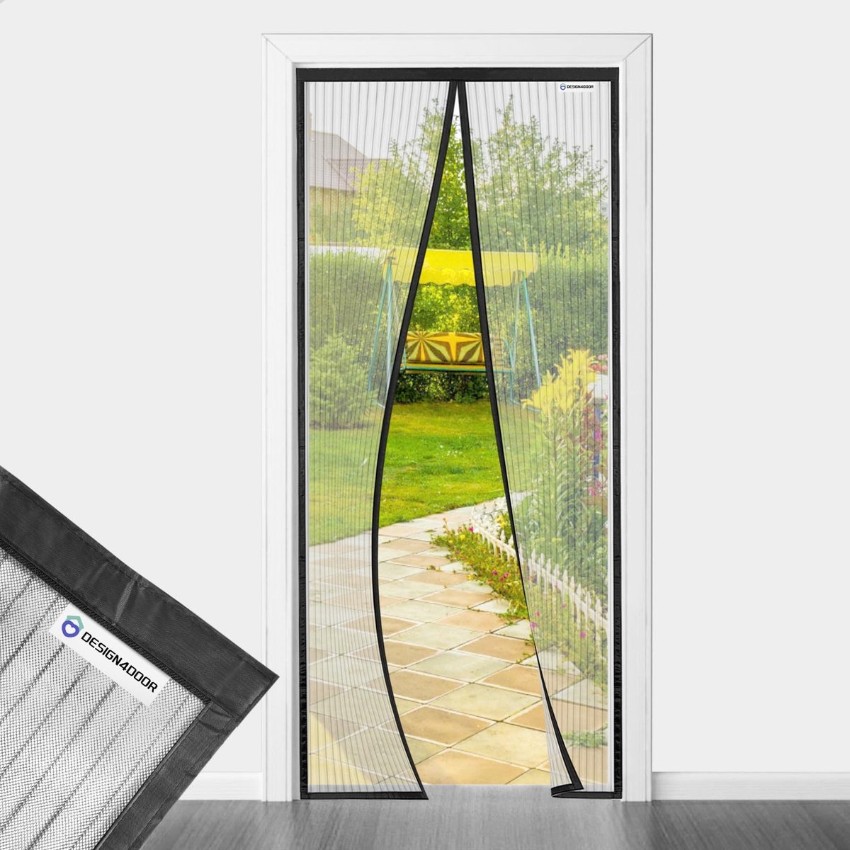 Balkondeur Hor - Zwart 90x240cm - Muggenscherm