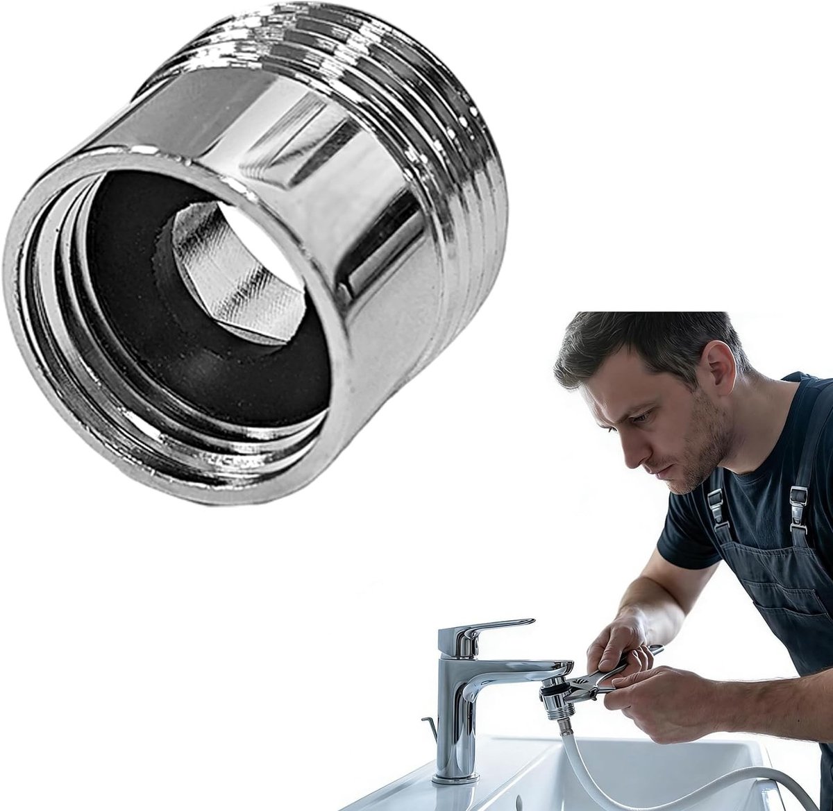 Tuinslangaansluiting messing schroefdraadadapter 1/2 inch IG naar 3/4 inch AG voor tuinirrigatie, watersystemen en slangverbindingen