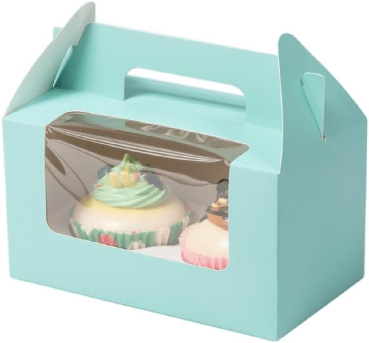 25 Stuks Individuele Cupcake Dozen met Duidelijk Venster en Handvat voor Muffins en Gebak voor Feestjes en Bruiloften