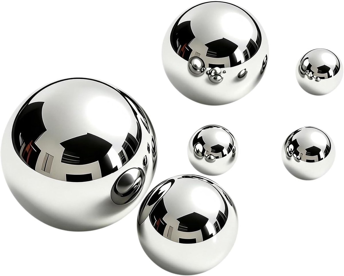 Decoratieve roestvrijstalen ballen voor mini-vijvers, tuin en fonteinen - Set van 6 stuks, weerbestendig en stijlvol
