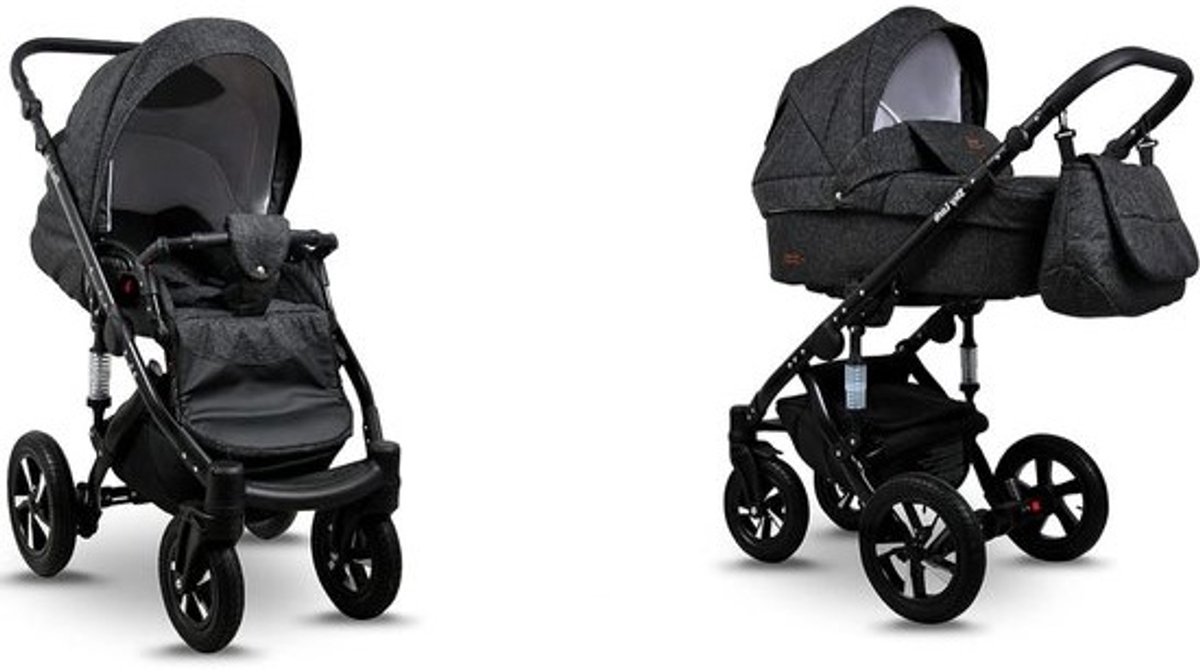 Kinderwagen 2-in-1 - Wandelwagen Reiswieg - Baby Vervoeren - Verstelbaar Lichtgewicht - 110 x 59 x 112 cm - Zwart